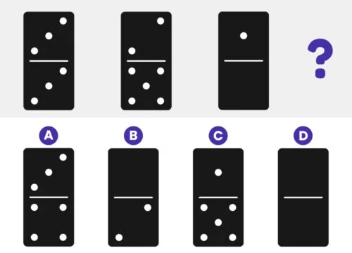 Quel domino ajouter pour compléter la suite logique ? 