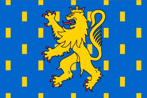 Quel drapeau régional français est composé d’un lion avec une couronne ? 