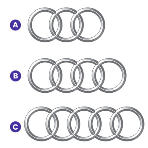 Quel est le bon logo de la marque automobile Audi ? 
