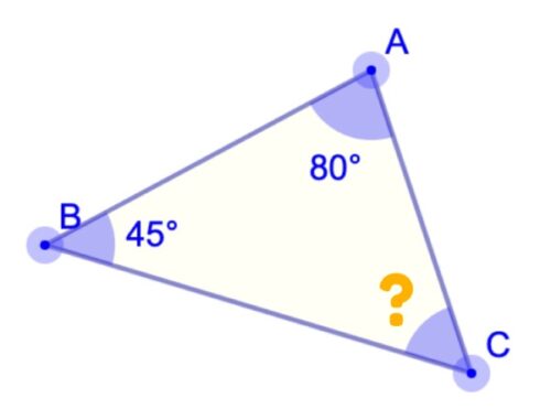 Quelle est la mesure de l’angle C sur ce dessin ? Maths triangle