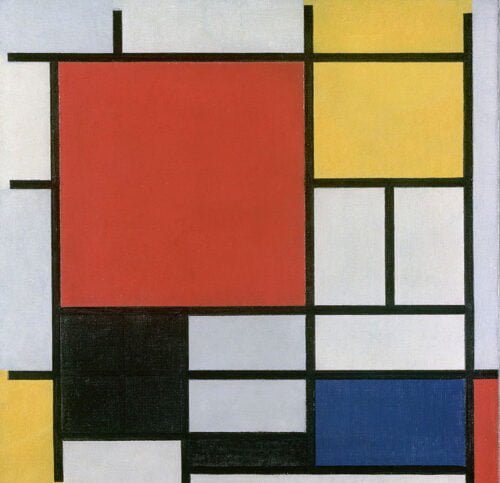 À quel artiste doit-on le tableau nommé “Composition avec grand plan rouge, jaune, noir, gris et bleu“ ? tableau