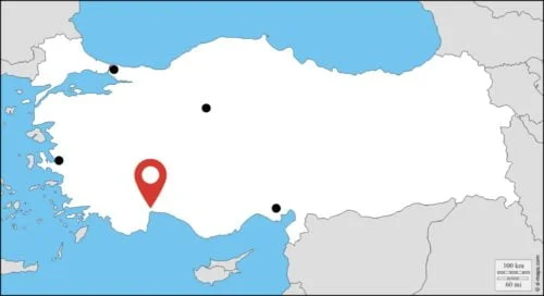 Quelle est la ville située à l'emplacement rouge sur la carte de la Turquie ? Carte villes de Turquie