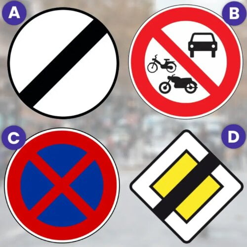Quel panneau de signalisation français représente l'interdiction de l’arrêt et du stationnement ? 
