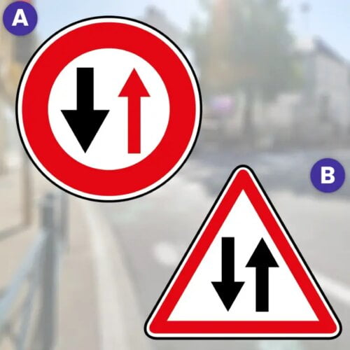 Quel panneau indique un double sens de circulation ? 