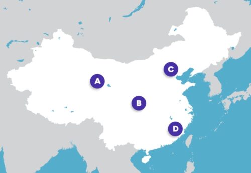 Quel point de cette carte de Chine correspond à la ville de Pékin ? Carte de la chine - Où est pékin ?