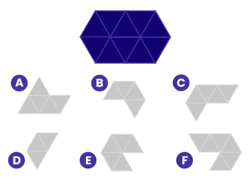 Quelles sont les 2 formes qu'il faut assembler pour reconstituer la forme violette ? 