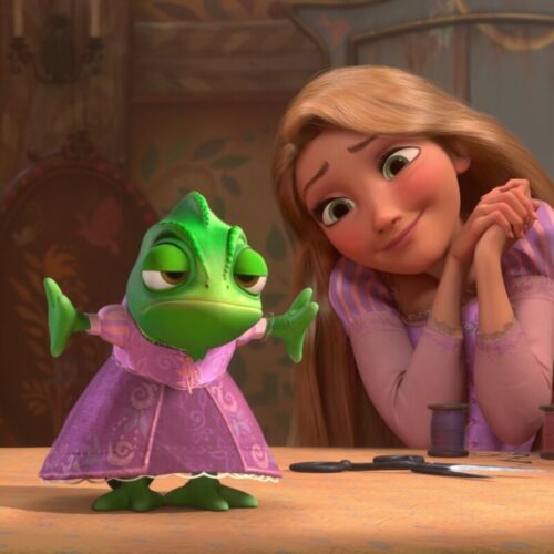 Dans le dessin animé Raiponce de Disney, quel est le nom du petit caméléon, fidèle compagnon de la belle aux cheveux longs ? 