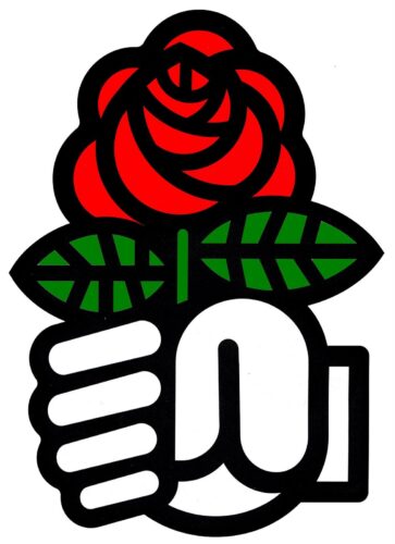 Quel parti politique français a pour emblème une main tenant une rose ? 