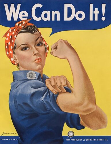 Quel est le nom donné à la femme sur cette affiche de 1942, devenue symbole de la lutte des droits des femmes ? 