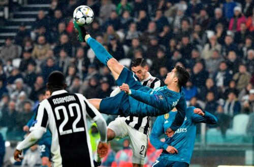 En 2018, dans quel stade de football Cristiano Ronaldo a-t-il inscrit un but en retournée acrobatique en quart de finale de Ligue des champions ? 