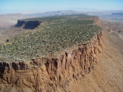 Quel mot désigne un petit plateau ou une grande butte à sommet plat et aux versants abrupts ? 