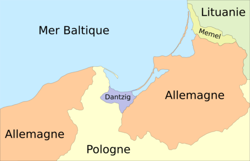 Quel chef d’État rattache la ville de Dantzig au IIIe Reich en 1939 alors que celle-ci avait été proclamée cité-État indépendante sous la protection de la Société des Nations dès 1919 ? 