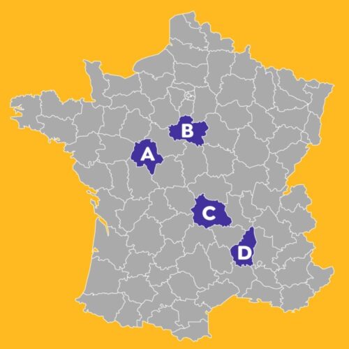 Lequel de ces départements correspond au Loiret (45) ? 