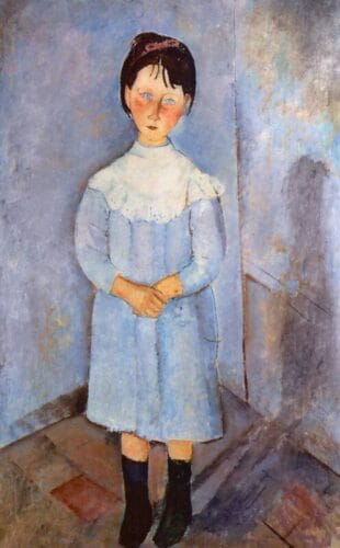 Qui est le peintre de ce tableau nommé La fille en bleu ? 