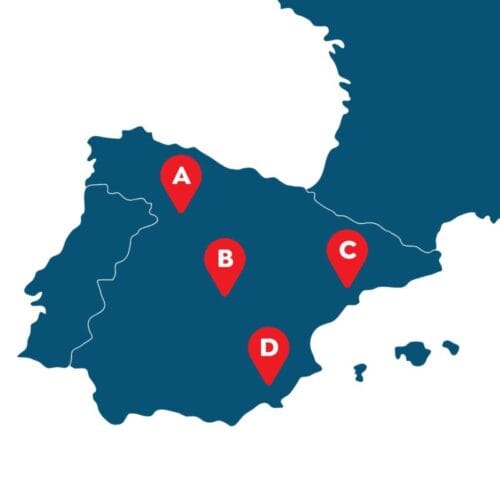 Quel point sur la carte de l'Espagne correspond à la ville de Madrid ? Madrid