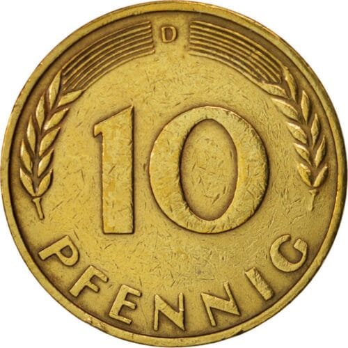 Quelle est la monnaie associée à cette pièce de 10 pfennig ? 