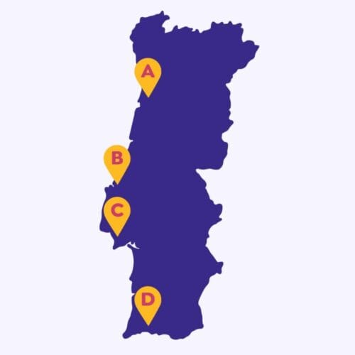 Où situez-vous la ville de Lisbonne sur une carte du Portugal ? Carte du portugal