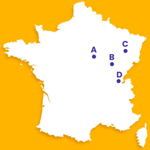 Quel point de la carte correspond à la ville de Dijon ? Carte dijon jeu
