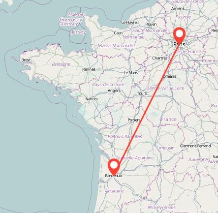Alors qu'il est possible d'effectuer aujourd'hui un trajet Paris - Bordeaux en 2h03, quelle était cette durée en 1897 ? 