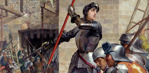 Jeanne d’Arc est majoritairement représentée sur les peintures et statues avec une lance. Vrai ou faux ? 