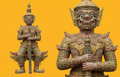 Dans quel pays trouve-t-on de nombreuses statues de Yaksha, des figures gardiennes mythologiques ? 