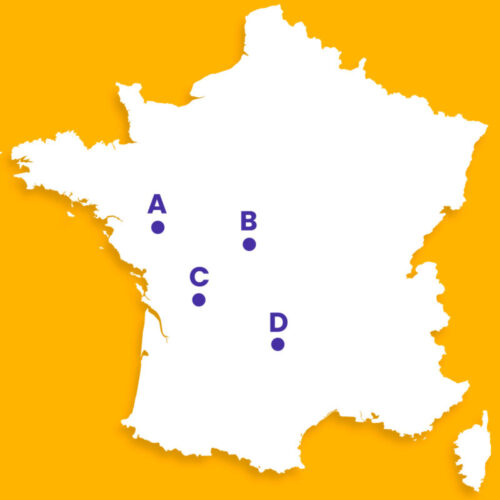 Quel point de la carte correspond à la ville de Angoulême? 
