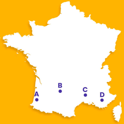 Quel point de la carte correspond à la ville d'Alès ? 