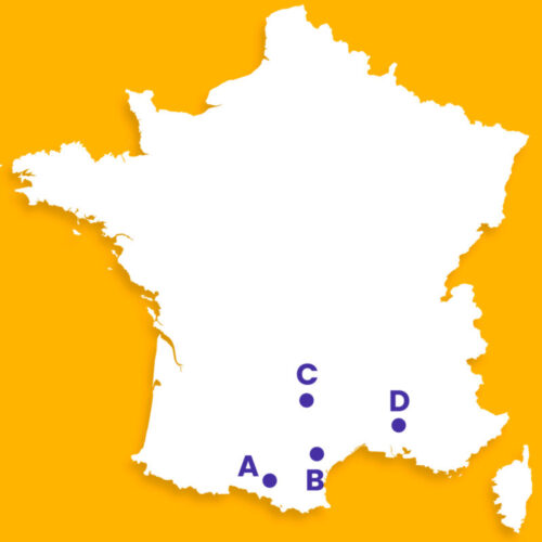 Quel point de la carte correspond à la ville d’Avignon ? 