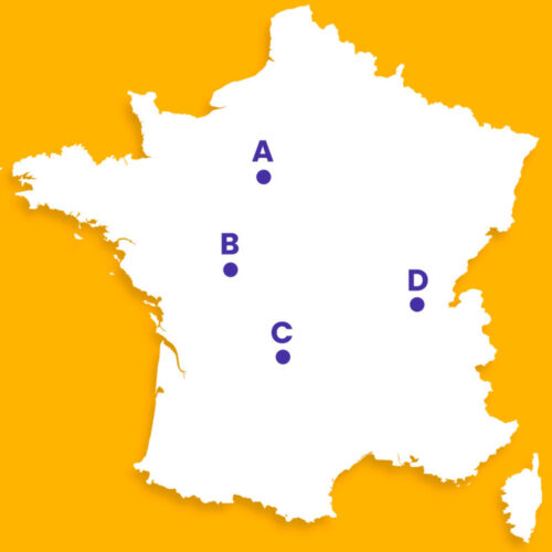 Quel point de la carte correspond à la ville de Bourg-en-Bresse ? 
