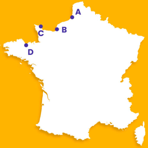 Quel point de la carte correspond à la ville du Havre ? 