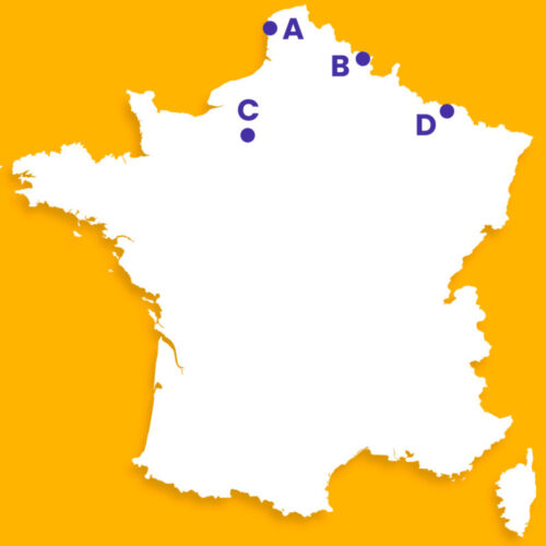 Quel point de la carte correspond à la ville de Maubeuge ? 