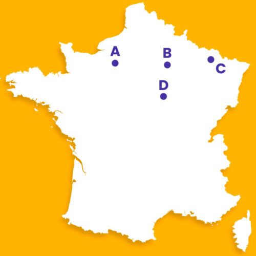 Quel point de la carte correspond à la ville de Metz ? 