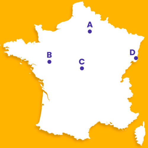 Quel point de la carte correspond à la ville de Soissons ? 