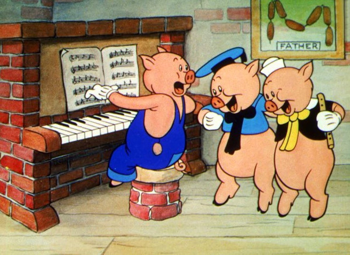 Dans la version des Trois petits cochons de Walt Disney, de quel matériau est faite la maison du premier petit cochon ? 