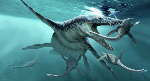 Lequel de ces dinosaures est un reptile marin proche du crocodile ?
