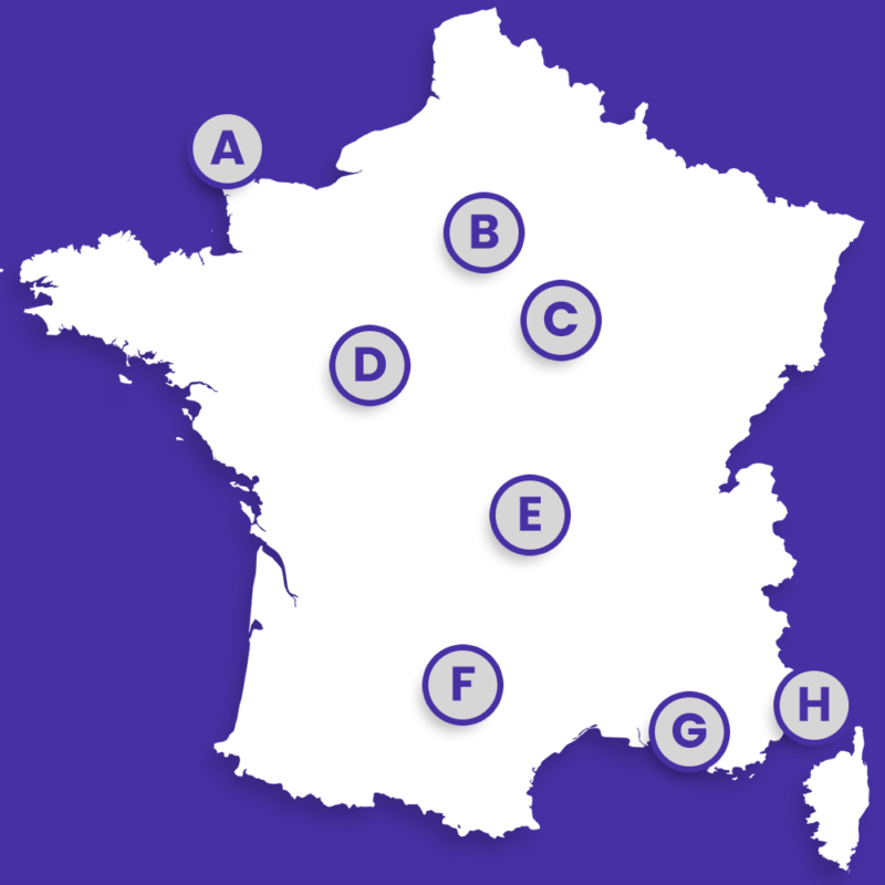 Quel point de cette carte est associé à la ville d’Auxerre ?