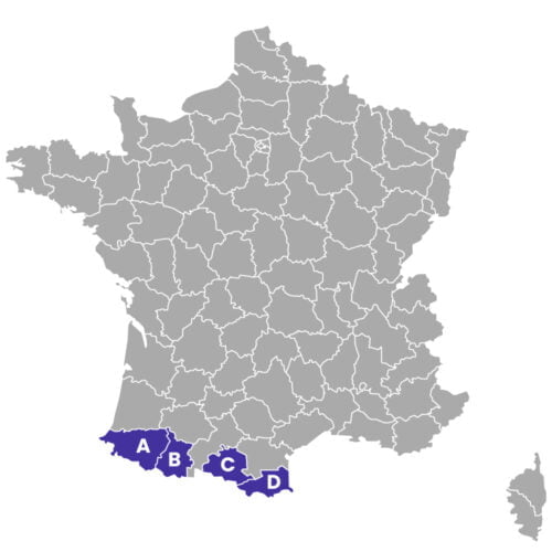Lequel de ces départements représente les Pyrénées-Orientales (66) ? 